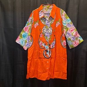 Multicolor Trendy Printed Shirt Collar Shirt Dress